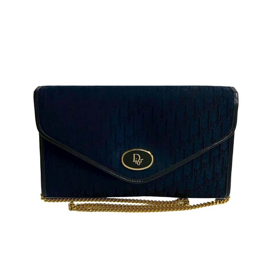 CHRISTIAN DIOR Blue Leather Trotter Shoulder Bag - Picture 1 of 9